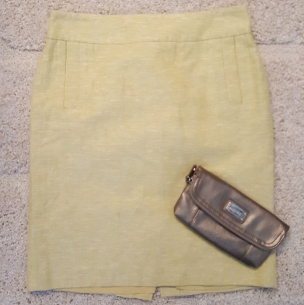Banana Republic Yellow and Grey Cotton Linen skirt